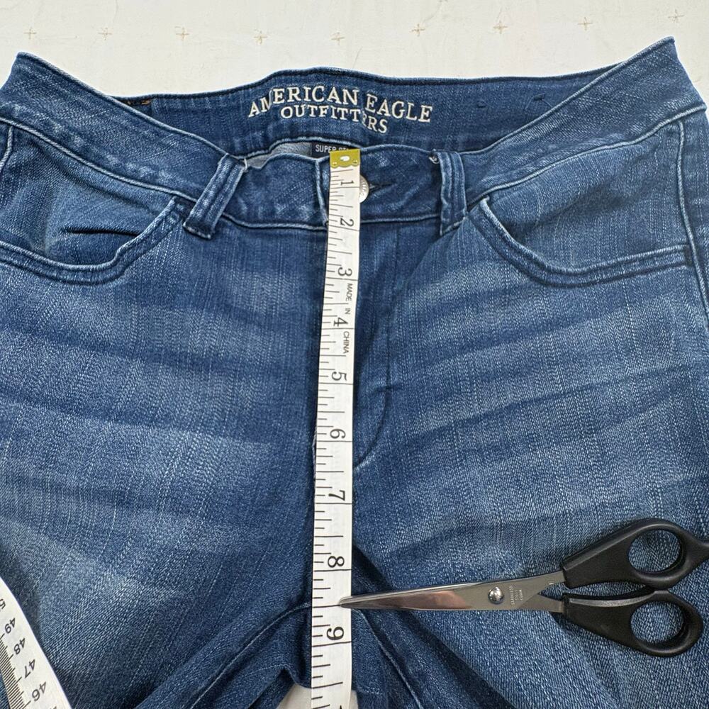 American Eagle Flare Jeans Women's 4 Long Raw Edge Boho Indie Groovy - Picture 11 of 12